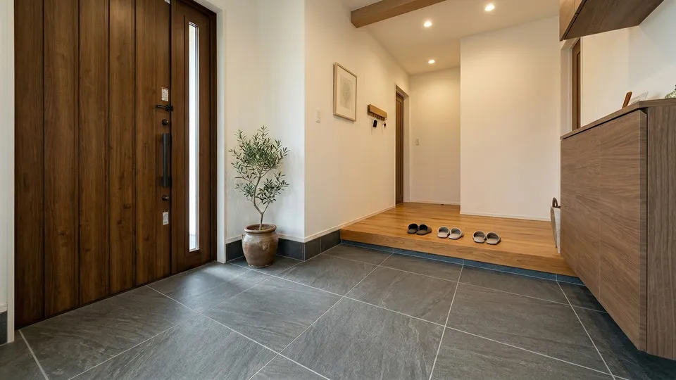 玄関の広さを3畳前後から4畳へリフォームの事例写真